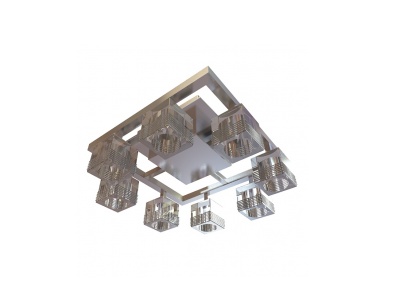 3d方形中式吸顶灯模型
