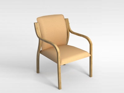 3d木质休闲扶手椅模型