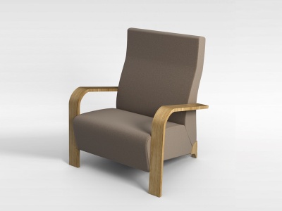 3d现代木质腿布艺沙发椅模型