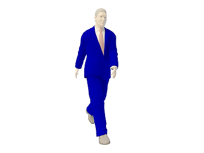 3d蓝色西服男人模型