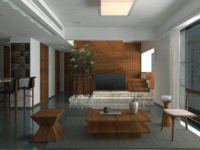 现代简约客厅模型3d模型