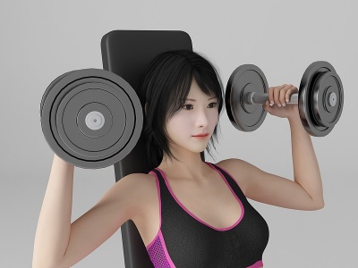 3d现代健身美女人物模型