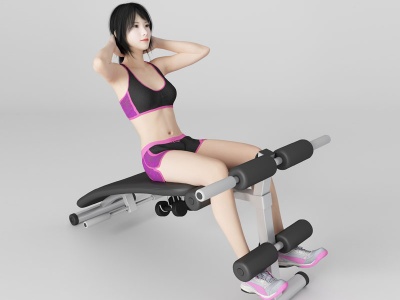 现代健身美女人物模型3d模型