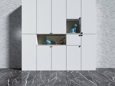 3d现代白色门厅衣柜模型