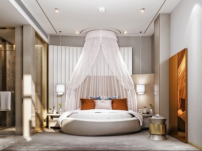 3d现代卧室大圆床模型