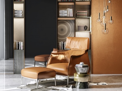3d现代皮革单椅装饰柜模型