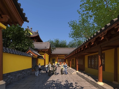 中式古建寺庙模型