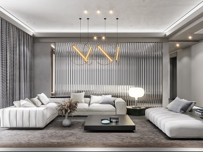 3d现代卧室客厅沙发茶几模型