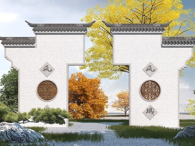 中式园林景墙模型3d模型