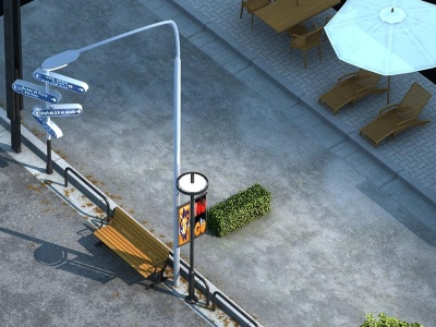 户外道路设施模型3d模型