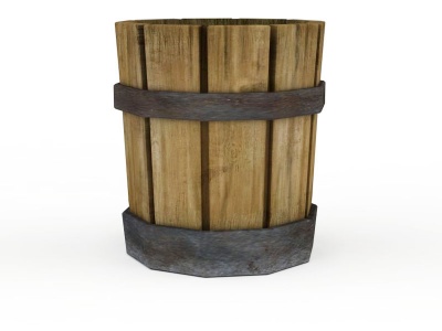3dQ版道具古代木桶模型