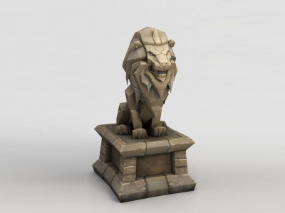 3d魔兽世界门头石狮子模型