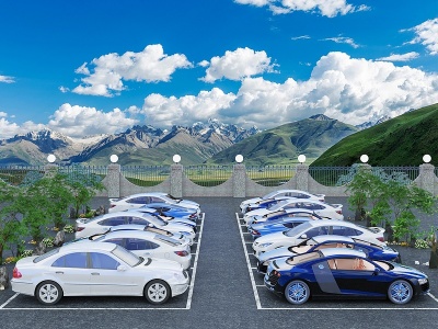 3d现代停车场模型