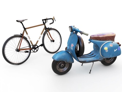 欧式古典做仿古摩托自行车模型3d模型