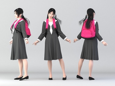 3d现代女学生模型