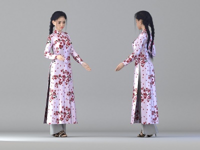 3d越南旗袍美女模型