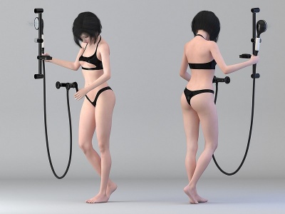 3d洗澡人物模型