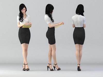 3d办公室秘书模型