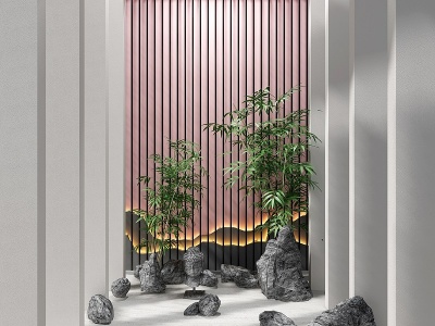 3d新中式景观石头小品组合模型
