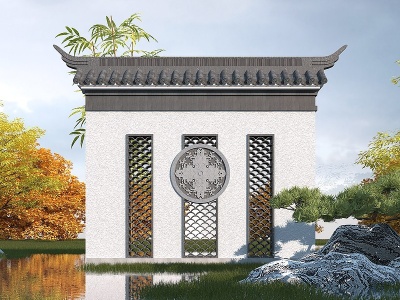 3d中式影壁墙模型
