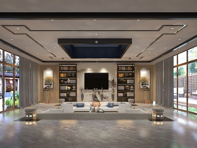 3d中式风格的客厅模型