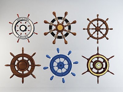 3d地中海船舵墙面装饰模型