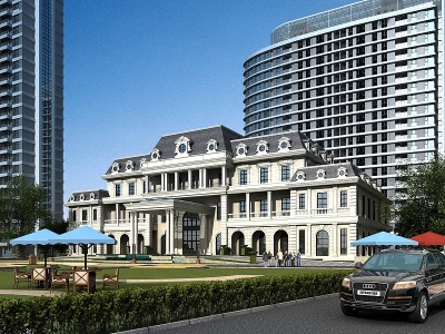 3d欧式酒店办公楼模型
