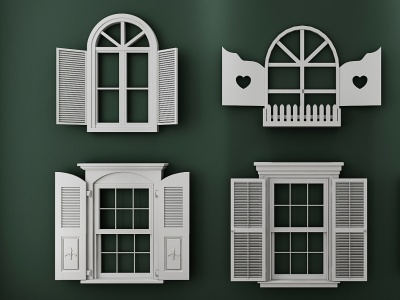 3d田园地中海窗户组合模型