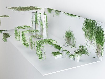 3d爬墙虎植物蔓藤组合模型
