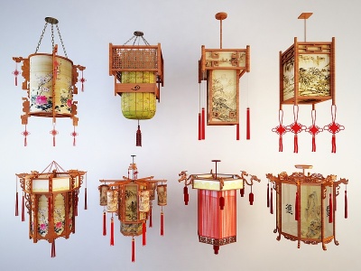 古典中式花灯灯笼吊灯3d模型