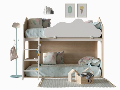 3d北欧上下铺儿童床模型