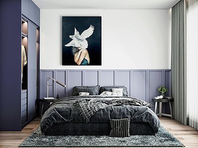3d现代简约家装卧室模型