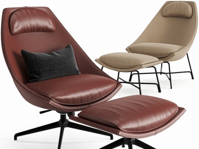 3d现代皮革休闲椅沙发椅脚踏模型