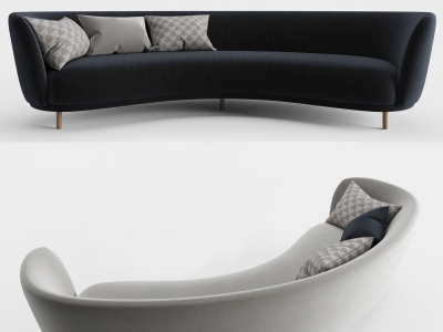3d布艺弧形沙发抱枕枕头模型