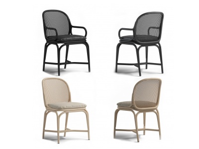 3d编织休闲椅藤椅户外椅餐椅模型