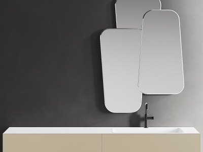 3d洗手台盆柜镜子卫浴组合模型