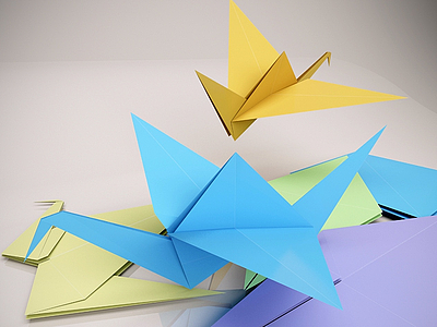现代折纸千纸鹤模型3d模型