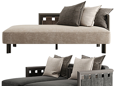 新中式贵妃榻单人沙发模型3d模型