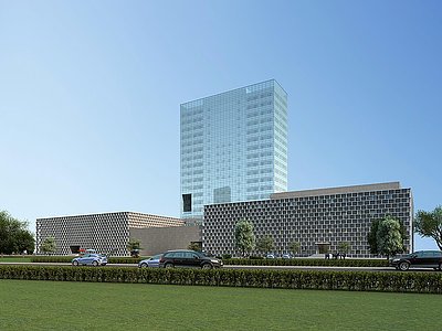 3d现代商场综合楼模型