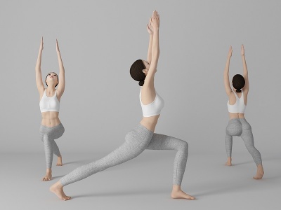3d现代风格瑜伽美女人物模型