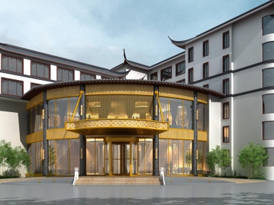 3d古建中式酒店大门模型