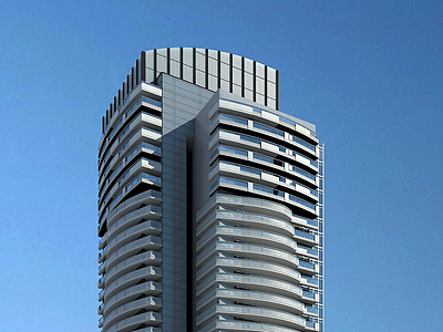 3d现代高层住宅楼模型