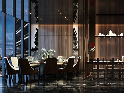 3d新中式客餐厅模型