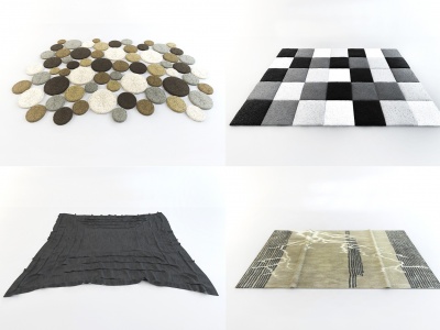 3d现代黑白灰地毯组合模型