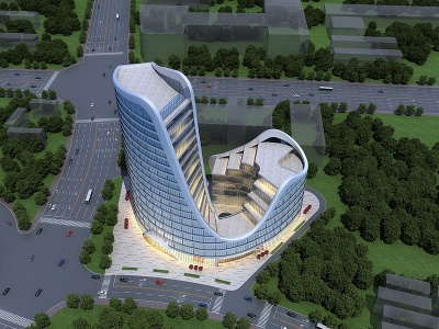 3d现代异形办公楼模型