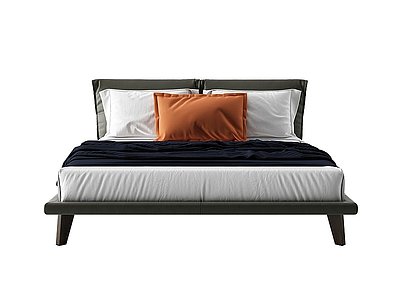 3d双人床矮床模型