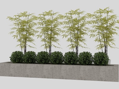 新中式竹子灌木模型