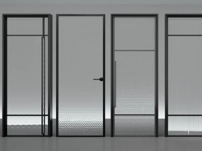 3d现代玻璃门移门组合模型