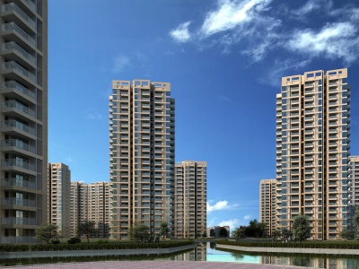3d现代高层住宅楼模型