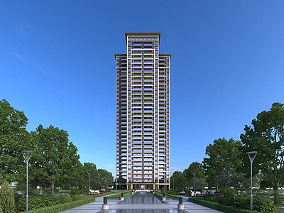 3d现代风格高层住宅办公楼模型